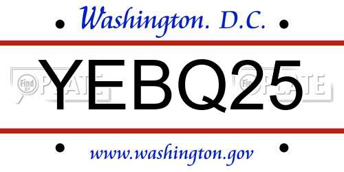 YEBQ25 District Of Columbia License Plate