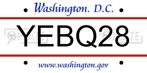 YEBQ28 District Of Columbia License Plate