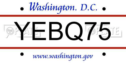 YEBQ75 District Of Columbia License Plate