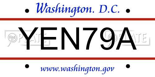 YEN79A District Of Columbia License Plate