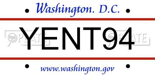 YENT94 District Of Columbia License Plate