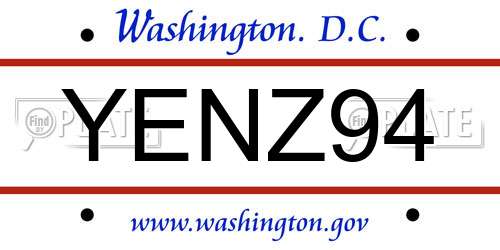 YENZ94 District Of Columbia License Plate