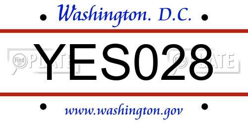 YES028 District Of Columbia License Plate
