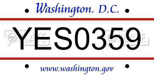 YES0359 District Of Columbia License Plate