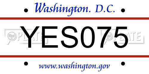 YES075 District Of Columbia License Plate