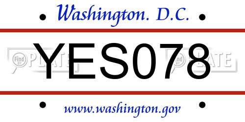 YES078 District Of Columbia License Plate