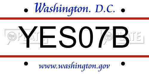 YES07B District Of Columbia License Plate