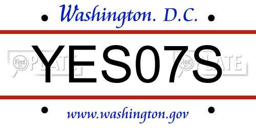 YES07S District Of Columbia License Plate