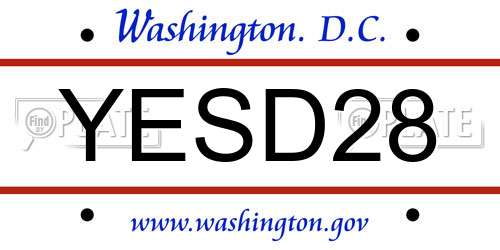 YESD28 District Of Columbia License Plate