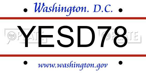 YESD78 District Of Columbia License Plate