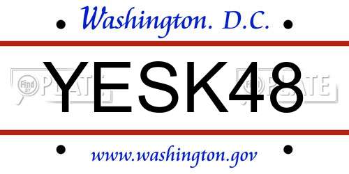 YESK48 District Of Columbia License Plate