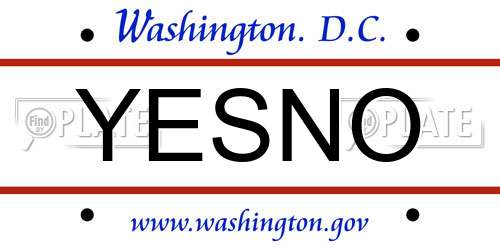 YESNO District Of Columbia License Plate