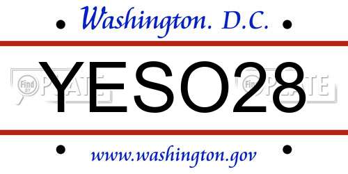 YESO28 District Of Columbia License Plate