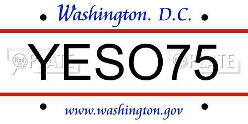 YESO75 District Of Columbia License Plate