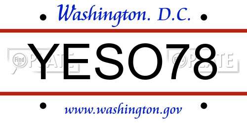 YESO78 District Of Columbia License Plate
