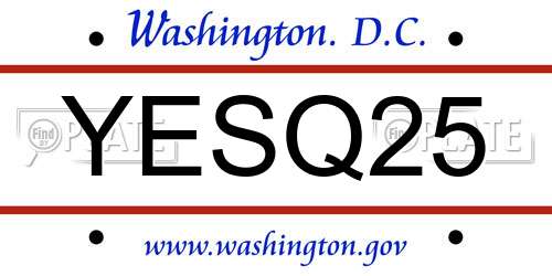 YESQ25 District Of Columbia License Plate