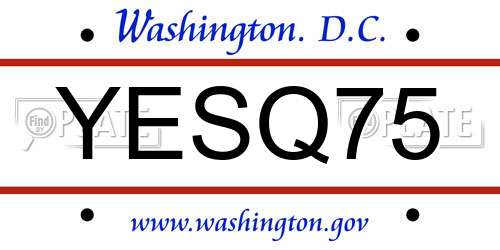 YESQ75 District Of Columbia License Plate
