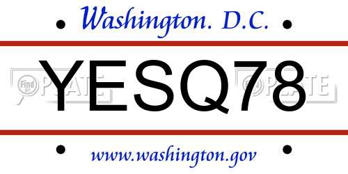 YESQ78 District Of Columbia License Plate
