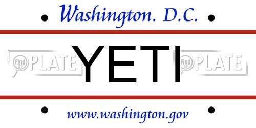 YETI District Of Columbia License Plate