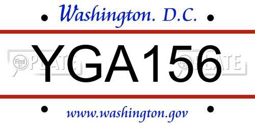YGA156 District Of Columbia License Plate