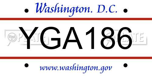YGA186 District Of Columbia License Plate