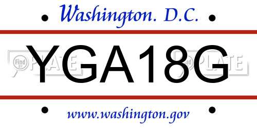 YGA18G District Of Columbia License Plate