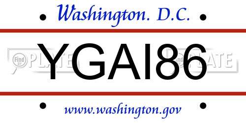 YGAI86 District Of Columbia License Plate