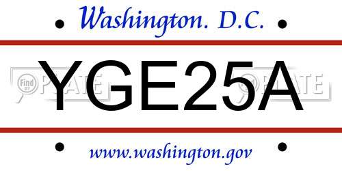 YGE25A District Of Columbia License Plate