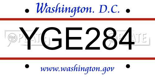 YGE284 District Of Columbia License Plate