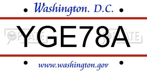 YGE78A District Of Columbia License Plate