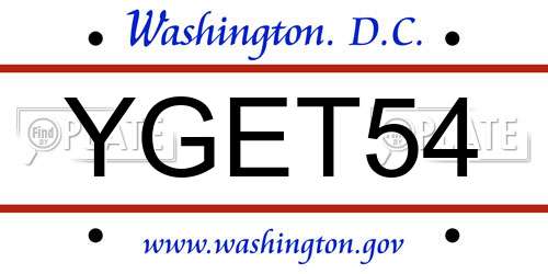 YGET54 District Of Columbia License Plate
