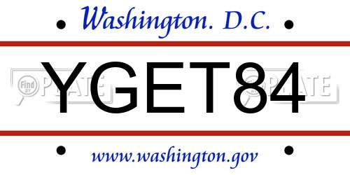 YGET84 District Of Columbia License Plate