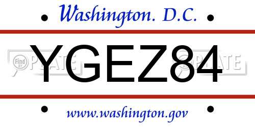 YGEZ84 District Of Columbia License Plate