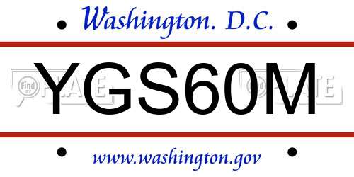 YGS60M District Of Columbia License Plate