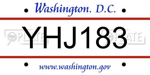 YHJ183 District Of Columbia License Plate