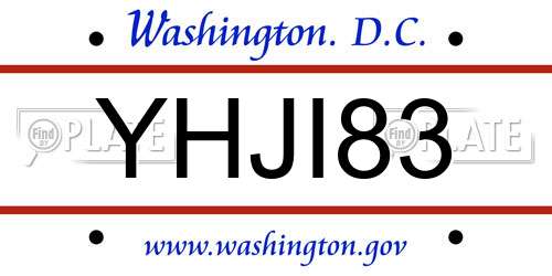 YHJI83 District Of Columbia License Plate