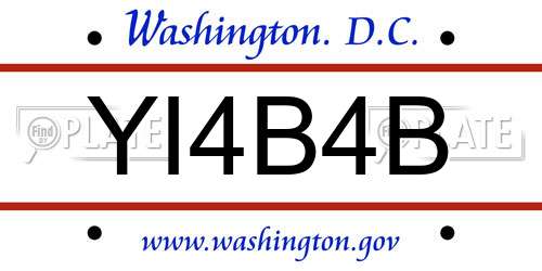 YI4B4B District Of Columbia License Plate
