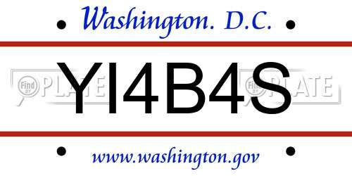 YI4B4S District Of Columbia License Plate