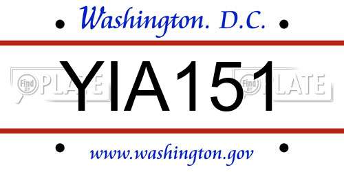 YIA151 District Of Columbia License Plate