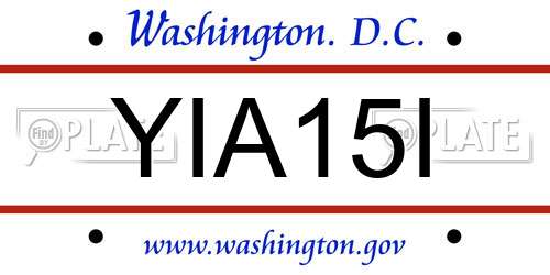 YIA15I District Of Columbia License Plate