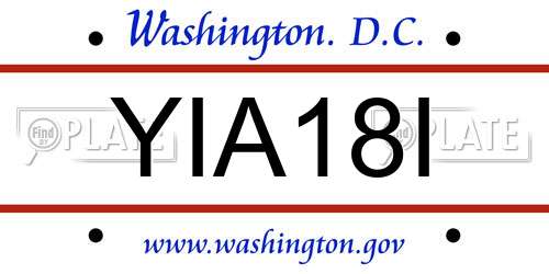 YIA18I District Of Columbia License Plate