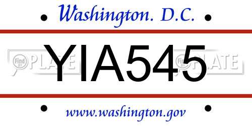 YIA545 District Of Columbia License Plate