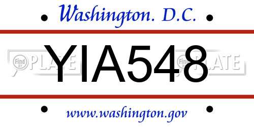 YIA548 District Of Columbia License Plate