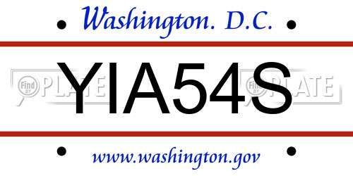 YIA54S District Of Columbia License Plate