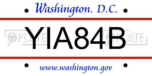 YIA84B District Of Columbia License Plate