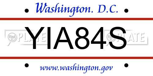 YIA84S District Of Columbia License Plate