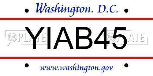 YIAB45 District Of Columbia License Plate
