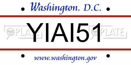 YIAI51 District Of Columbia License Plate