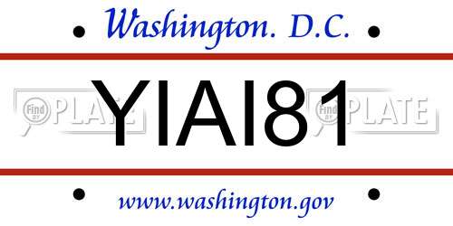 YIAI81 District Of Columbia License Plate