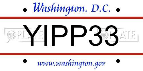 YIPP33 District Of Columbia License Plate
